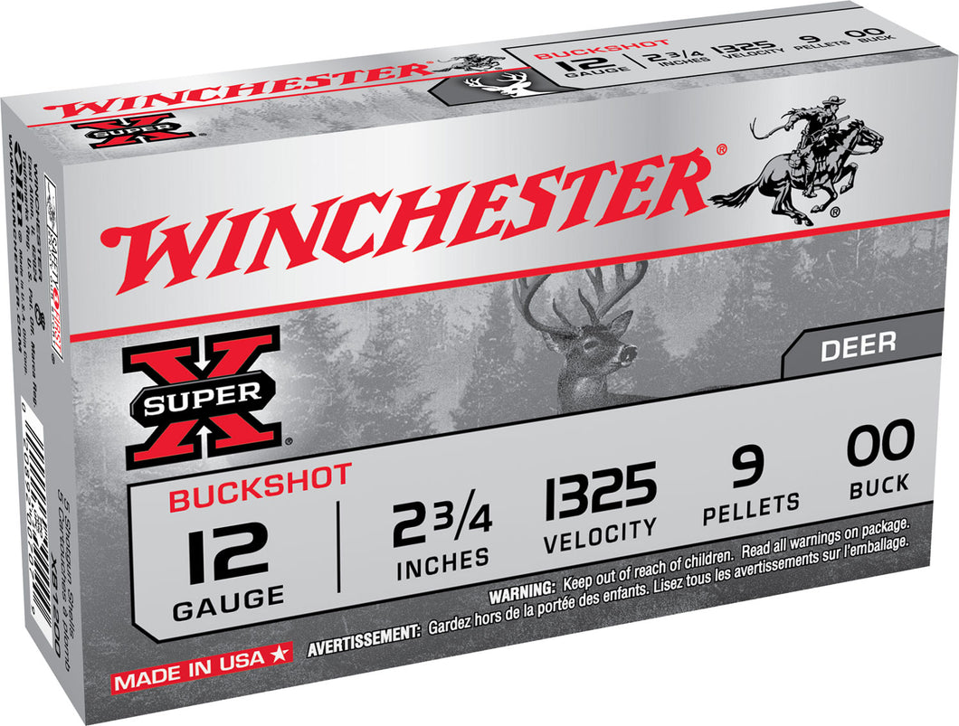 12GA Winchester 2 3/4 inch 00 Buckshot - 5 Rounds