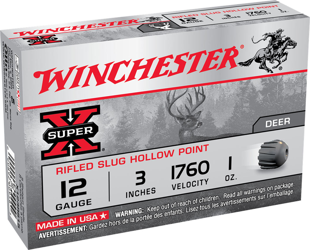 12GA Winchester 3 inch Rifled Slugs - 5 Rounds