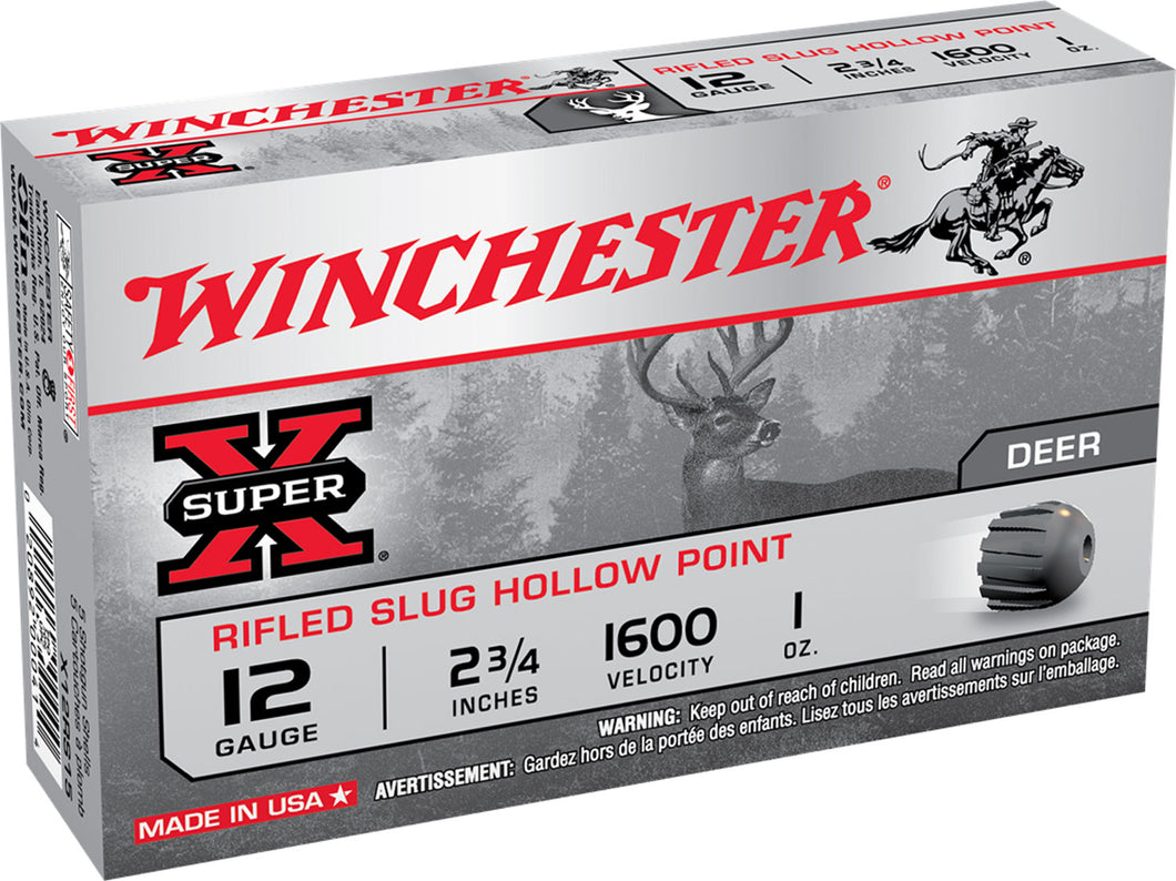 12GA Winchester 2 3/4 inch Rifled Slugs - 5 Rounds
